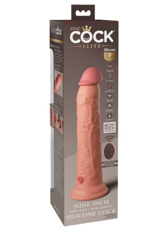 9" Vibrating + Dual Density Silicone Cock with Remote